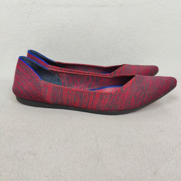 Rothy's The‎ Point Flat Womens 6 Crimson Heather Red Blue Halo Slip On Shoes - Picture 2 of 11